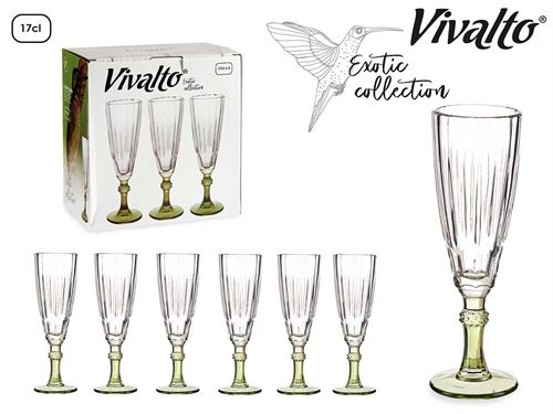78072 COPO CHAMPANHE COR VERDE 275ML X6 VIDRO