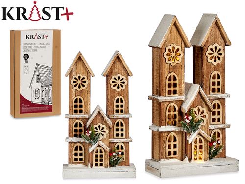 87724 CASA MADEIRA NATAL COM LED 46CM