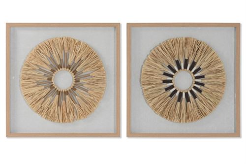 CU-211779 QUADRO RAFIA PS 60X3X60CM CIRCULO 3D 2MOD