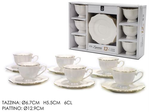 475500 CHAVENA CAFE 6CL CERAMICA FIO OURO SET6