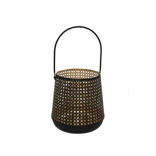 69781 PORTAVELA PRETO E DOURADO 16.00 X 16.00 X 16.50 CM