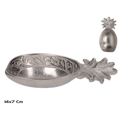 375236 BANDEJA DECORATIVA ABACAXI 14X7X2CM NÍQUEL