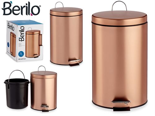 BALDE LIXO C/PEDAL 7LT METAL COBRE