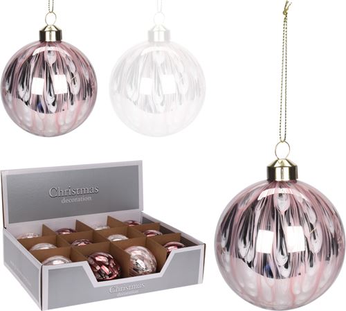 ABT620000 BOLA NATAL ROSA 8CM 2 SORTIDOS