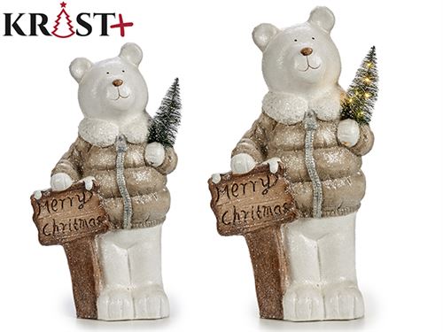 URSO NATAL BRANCO CERAMICA 41CM