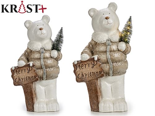 URSO NATAL BRANCO CERAMICA 41CM