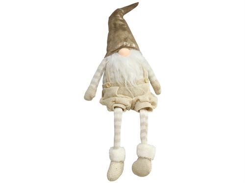 085401 GNOME SENTADO TECIDO OURO ENZO 20X15X62 CM
