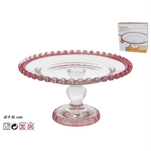 059396 PRATO BOLO CORAÇAO ROSA 28CM