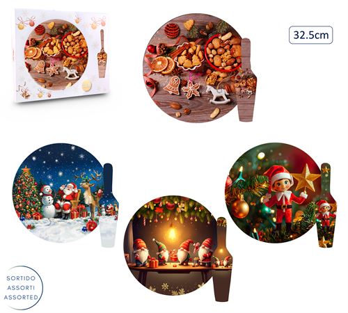 R2/7 PRATO NATAL C/ESPATULA VIDRO 33CM