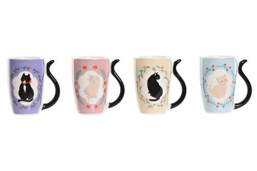 PC-219240 CANECA PORCELANA 11X8X12 380ML GATOS 4 MOD