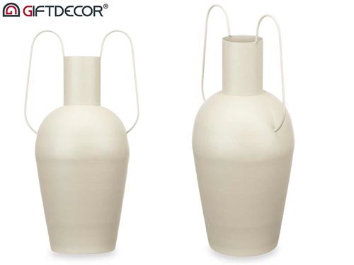 90932 JARRA AÇO DECORATIVA ASA DUPLA CASTANHO CLARO 46CM