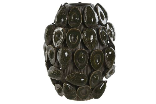 JR-212871 JARRO CERÂMICA 25X25X30CM ABACATES VERDE
