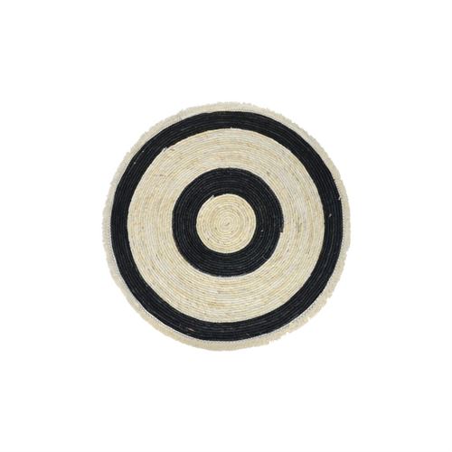 65311 TAPETE REDONDO DE COR NATURAL - PRETO 80CM