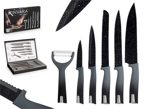 86915 CONJUNTO 6 FACAS COZINHA COM DESCASCADOR