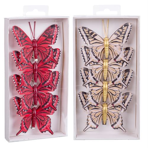 742077 BORBOLETA COM CLIP PLUMAS 2/M 8 X 0,80 X 6 CM SET4