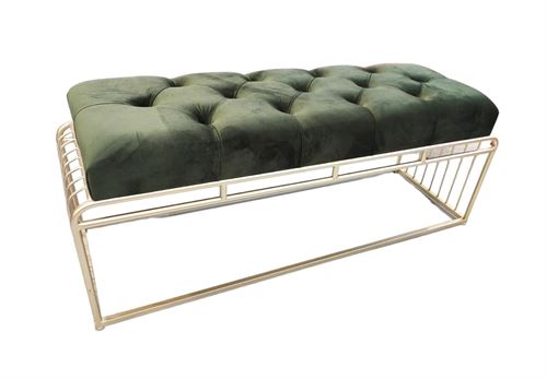 BANQUETA VELUDO/METAL VERDE 120X40X47CM