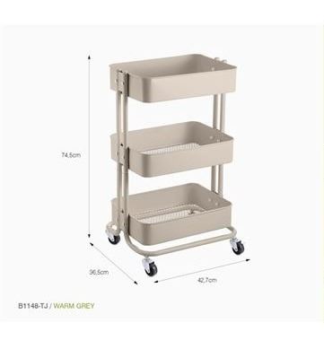 P072192988 CARRINHO B1148-TJ-CINZA QUENTE 42.7x36.5x74.5cm