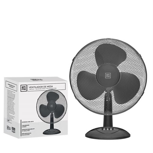 5-0121 EMMA VENTILADOR MESA REDONDO PRETO 43CM 45W
