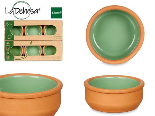 SET 6 TAÇAS BARRO 8CM VERDE 24,5 x 17 x 4,5 cm.