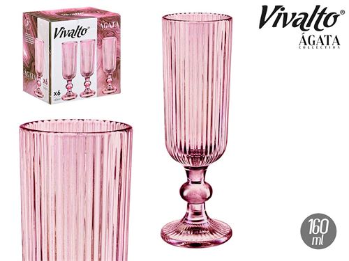 84918 FLUTE CHAMPANHE 160ML RISCAS ROSA AGATA