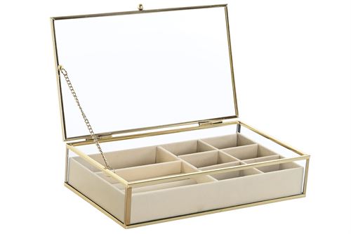 JO-206455 JOALHEIRO METAL VIDRO OURO 24X14X6CM