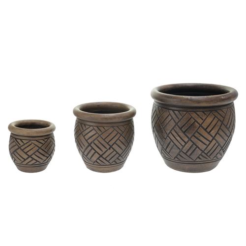 VASOS CERAMICA CASTANHO ESCURO SET 3