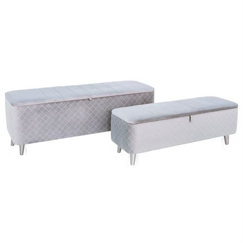 BANQUETA CINZA C/ARRUMAÇÃO CONJ 2 100x40x48/80x35x38cm