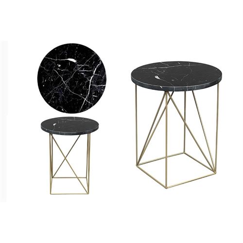 P070388421 MESA APOIO 7YLXDD001-PRETO/DOURADO 35x41.5cm MTL/MARMORE