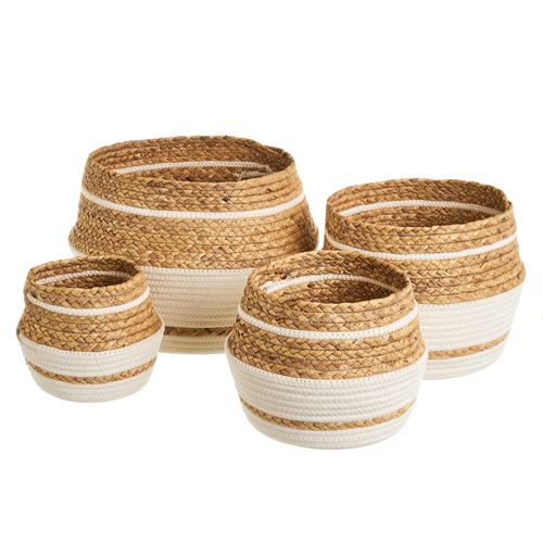 CESTOS ALGODÃO-FIBRA NATURAL SET4 37X25CM