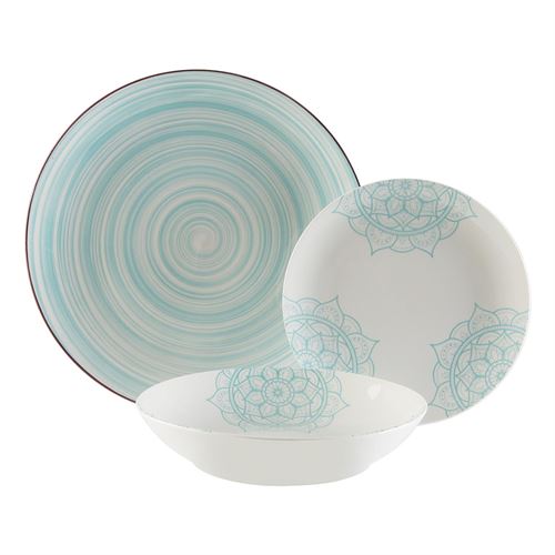 SERVIÇO CERAMICA 18PÇS AZUL MANDALAS