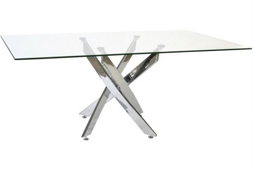 MB-194763 MESA DE JANTAR VIDRO METAL 150X90X75 CROMADO