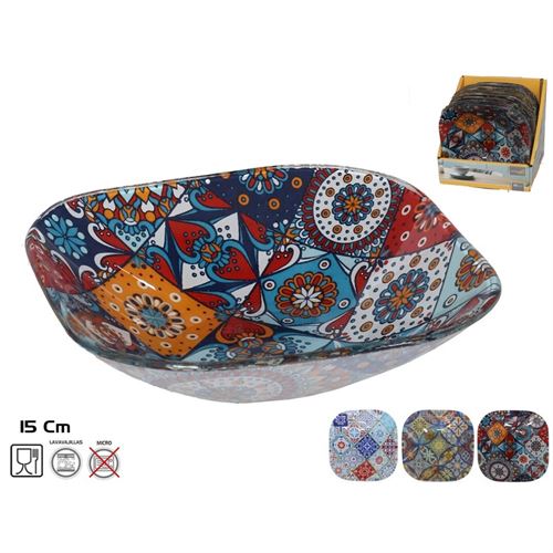 279872 TAÇA QUADRADO DE VIDRO 15X15CM 3 SORTIDO
