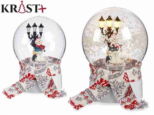 BOLA NEVE NATAL MUSICAL LED 13X19CM BRANCA