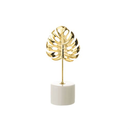 802825 CASTIÇAL METAL CERAMICA OURO 9,8X7,2X21,6