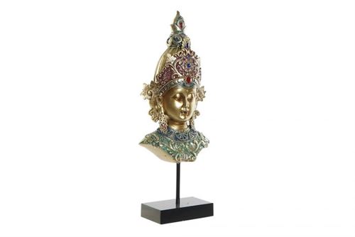 FD-190456 FIGURA RESINA METAL 15X7X38 BUDA CABEØA DOURADO