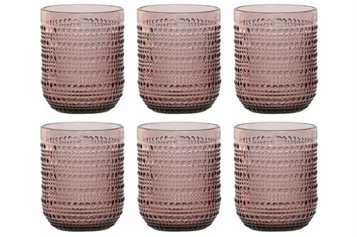 PC-209951 CONJUNTO DE VIDRO 6 VIDRO 8X8X10 240ML, ROSA