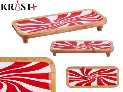 83746 CENTRO MESA MADEIRA OVAL C/PE CANDY 38CM
