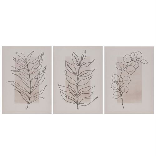 207919 QUADRO LEAF CONCEPT 30X40X1,5CM 3 ASS.