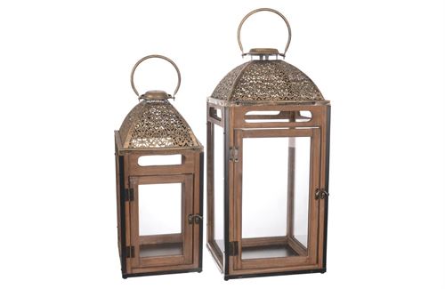 70037 CONJUNTO 2LATERNAS QUADRADAS 24X24X60CM
