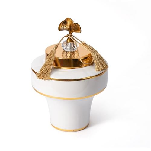 127030959 POTE CERAMICA BRANCO/DOURADO 19x19x27.5cm