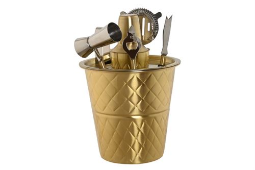 PC-214623 COQUETEL SET 7 INOX 22X22X21 MATE DOURADO