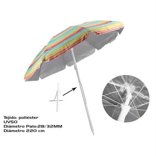 979283 GUARDA-SOL PRAIA 360º INCLINÁVEL IRIS 220CM 28/32MM