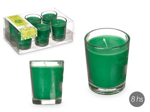 92440 CONJ 6 VELAS COPO VIDRO BAMBU 11X16X6,5CM
