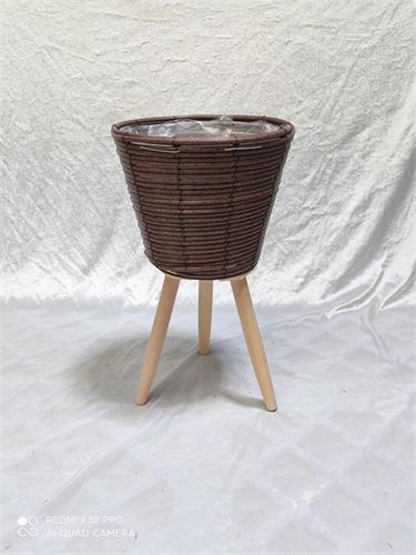 69607 VASO CASTANHO COM PES MADEIRA