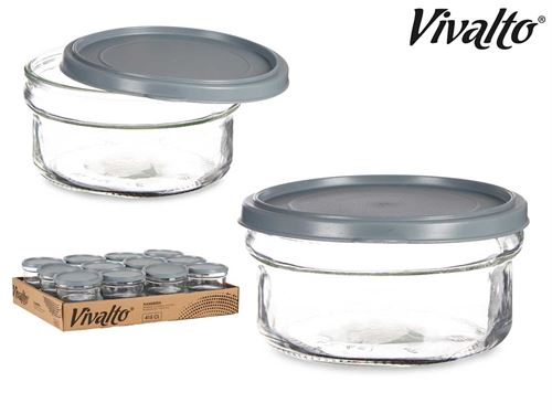 86672 CAIXA VIDRO REDONDA 415CL CINZA