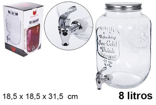 107947 FRASCO VIDRO DISPENSADOR BEBIDAS C/TORNEIRA 8L