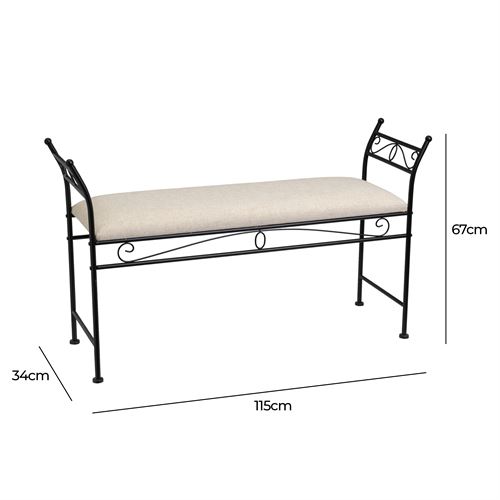 806055 BANQUETA METAL METAL PRETO 115 X 34 X 67 CM