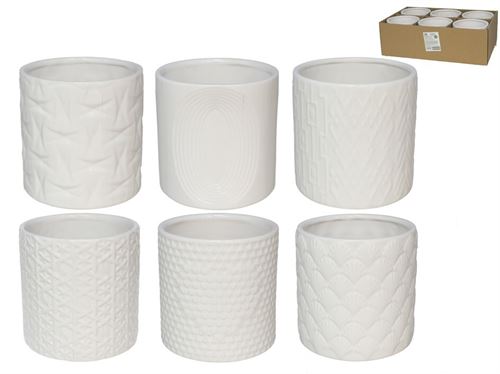 221540 VASO DE CERÂMICA 1350ML 13,5X13,5X13,2CM 6 SORT. BRANCO