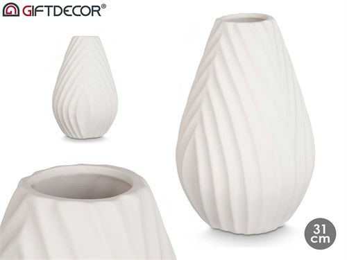 80119 JARRA CERAMICA BRANCA 31CM
