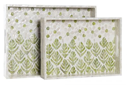 LD-190990 BANDEJA DE DECORAÇÃO SET 2 MADRE PÉROLA 40X30X5